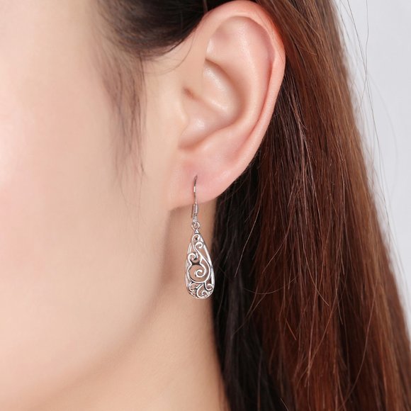 4/$10 925 Silver Plated Vintage Style Carved Earring - Picture 3 of 5